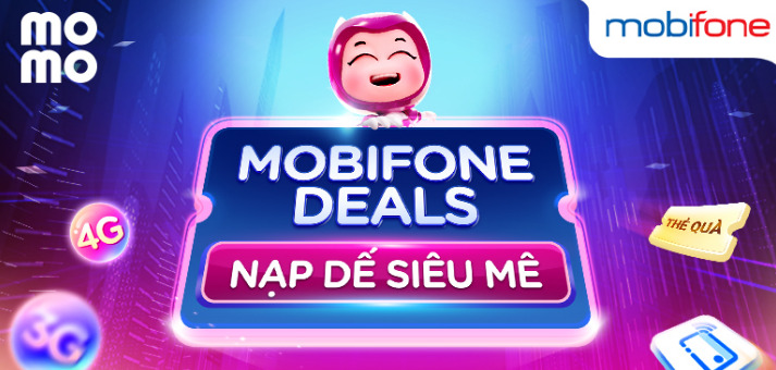 Nạp tiền/Data MobiFone qua ví MoMo nhận ngay ưu đãi 20%